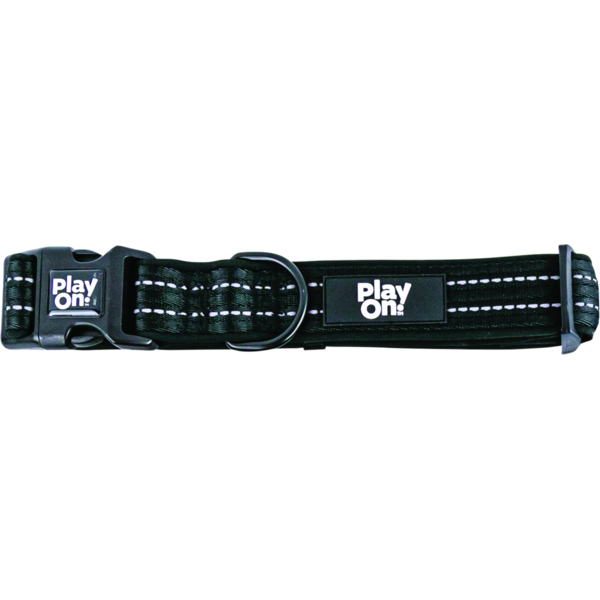 Play On Adventure Nylon Reflective Dog Collar, XL - Black