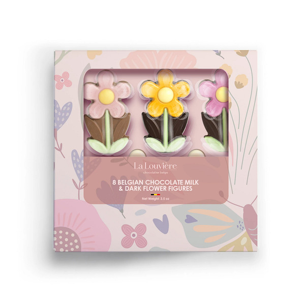 La Louviere Belgian Chocolate Milk & Dark Flower Figures Same-Day
