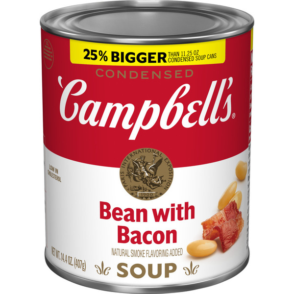 Campbell's Bean With Bacon Soup, Natural Smoke Flavoring Added, 14.4 oz Can