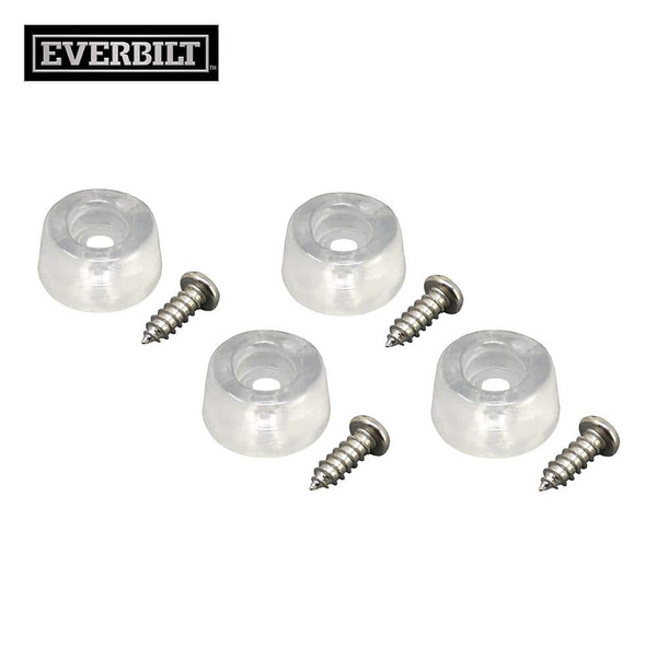 Everbilt 7/8 In. Clear Rubber Like Plastic Screw-on Surface Bumpers (4-pack)