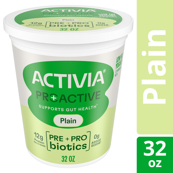 Activia Proactive Plain Prebiotic and Probiotic Yogurt, Creamy Low