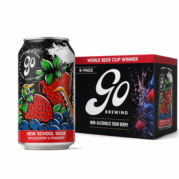 Go Brewing Non-Alcoholic Strawberry Blueberry Sour, New School