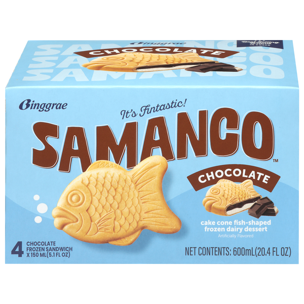 Samanco Cake Cone Fish-Shaped Chocolate Frozen Dairy Dessert Same