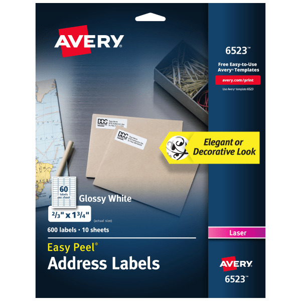 Avery Mailing Labels Ret Address 2/3 x 1-3/4" Glossy CL