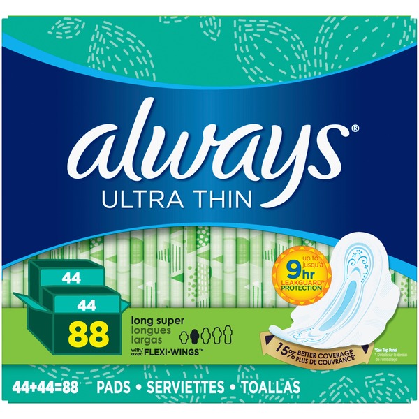 Always Size 2, Super Pads With Wings, Unscented (88 ct) Instacart