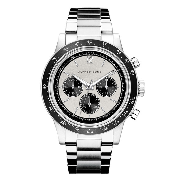 ALFRED SUNG Silver-Tone Dial Men's Watch