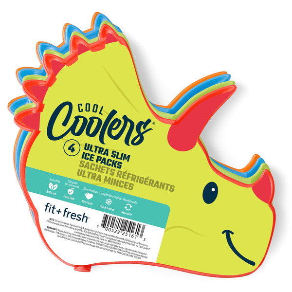 Fit+Fresh Cool Coolers Ice Packs, Multicolor Dinosaur