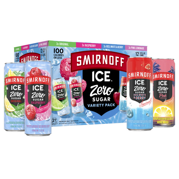 Smirnoff Ice Zero Sugar Variety Pack, 12 fl oz, 12 Pack Cans, 4.5