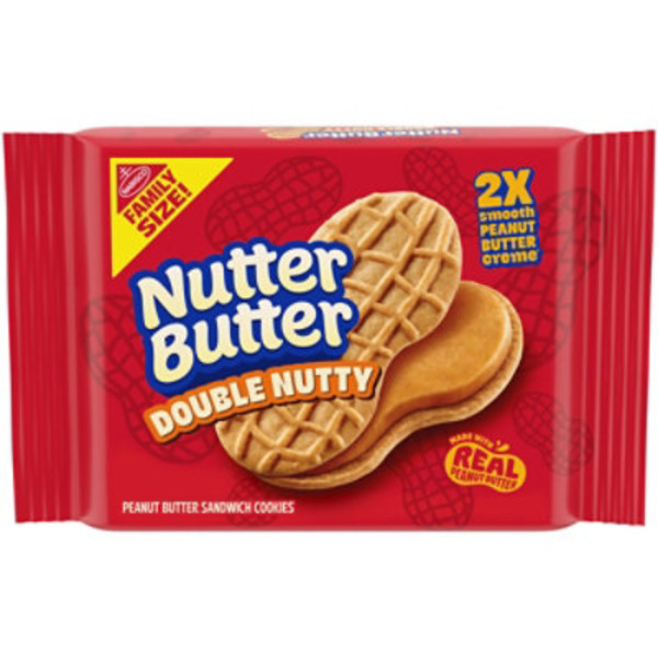 NUTTER BUTTER Double Nutty Peanut Butter Sandwich Cookies, Family Size 15.27 oz