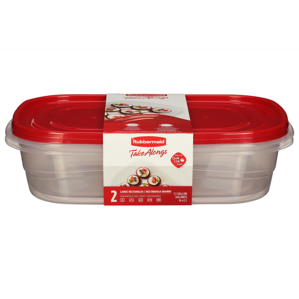 ShopRite Rubbermaid Containers & Lids, Large Rectangles, 1.1 Gallon ...