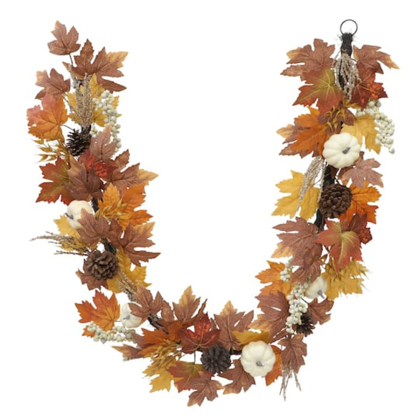 Ashland Cream & Orange Pumpkin & Maple Leaf Garland