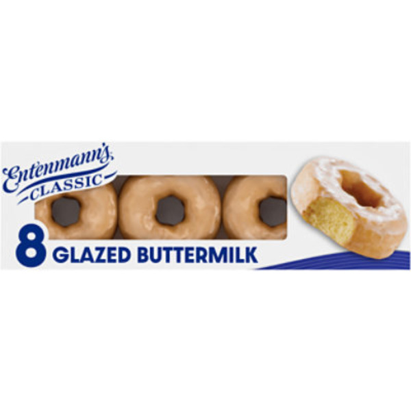 Entenmann's Classic, 8 ct, Glazed Buttermilk, Donuts, Kosher, Classic Doughnuts, 14.5 oz