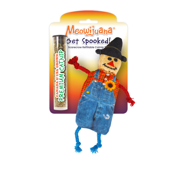 Meowijuana Get Spooked Scarecrow, Refillable Catnip Toy