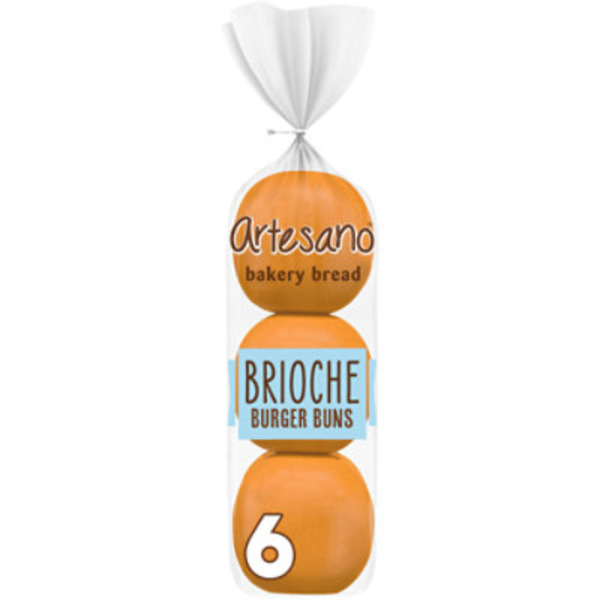 Artesano 6 ct, Brioche, Buns, Hamburger Buns, 16.4 oz