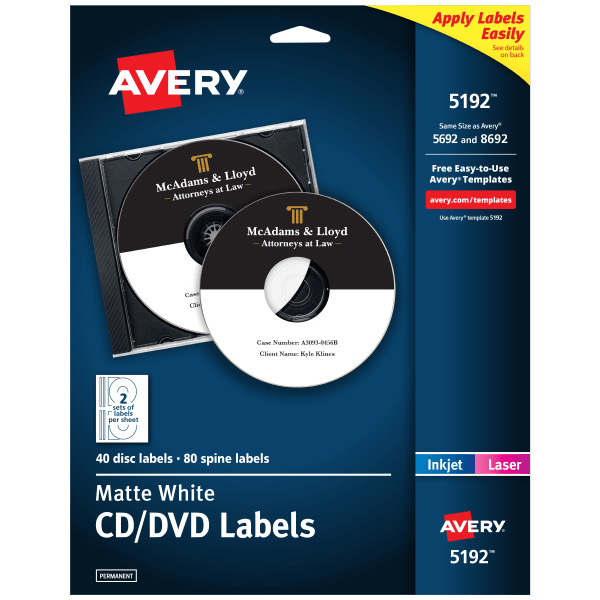 Avery Round Printable CD Labels - Matte White