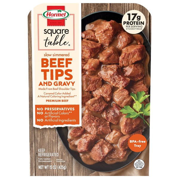 Hormel SQUARE TABLE Slow Simmered Beef Tips and Gravy, 15 OZ
