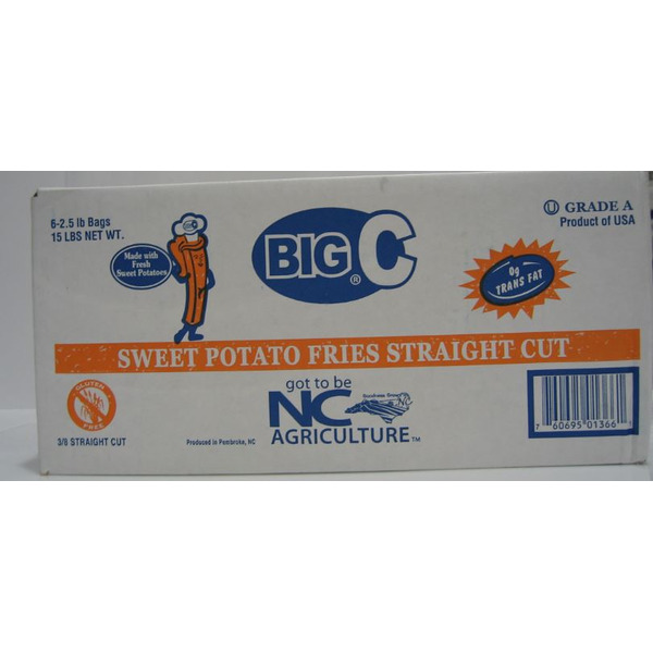 Frozen Big C - Sweet Potato French Fries 3/8th Straight Cut - 15 lbs