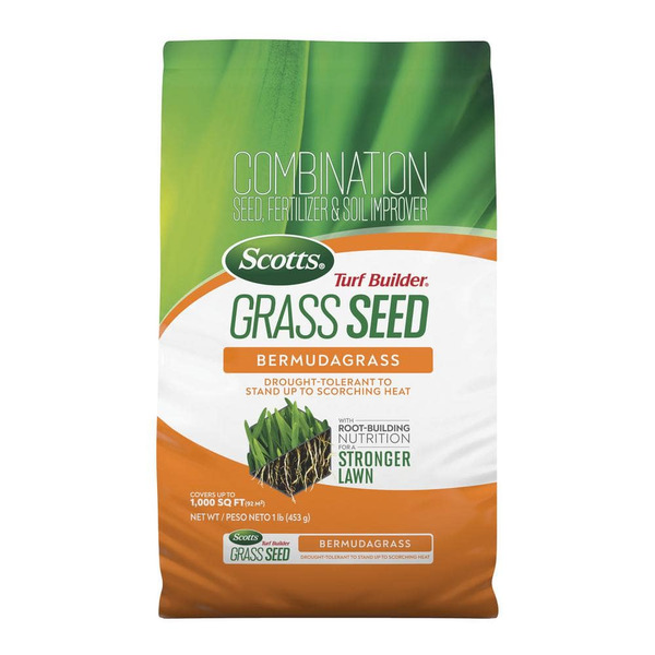 Scotts Turf Builder 1 Lb. Grass Seed Bermudagrass With Fertilizer And Soil Improver, Drought-tolerant