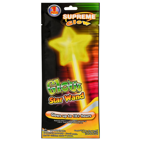 Supreme Glow Stick with Star Wand, 8 Inches, Yellow, 1 Pack Same