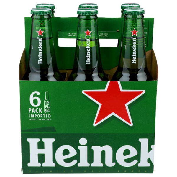 Heineken Lager Beer 6 Pack Bottles