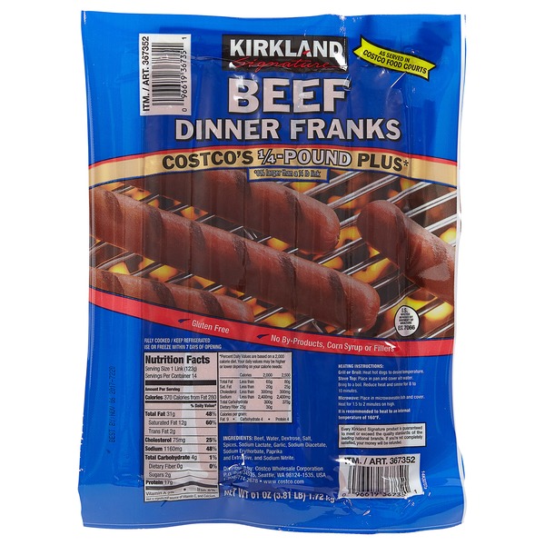 Kirkland Beef Hot Dogs Nutriiton Kirkland Beef Hot Dogs Nutriiton