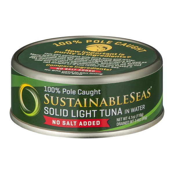 SustainableSeas Solid Light Tuna in Water No Salt Added (4.1 oz) from
