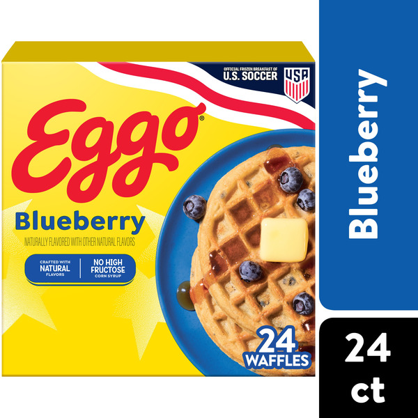 Eggo Blueberry Waffles, Breakfast Food, Family Pack, 24 Count