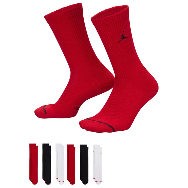 Jordan Everyday Elevated Crew Socks, M - Gym Red/Black/White