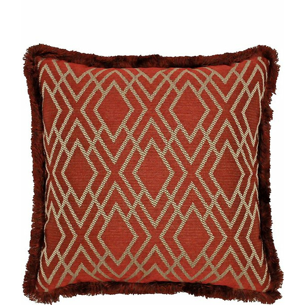 Rose Tree Harrogate Fringed Geometric Diamond Reversible Square Pillow