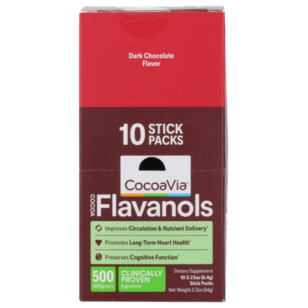 Cocoavia Dark Chocolate Cocoa Flavanols 10 Stick Pack Same-Day
