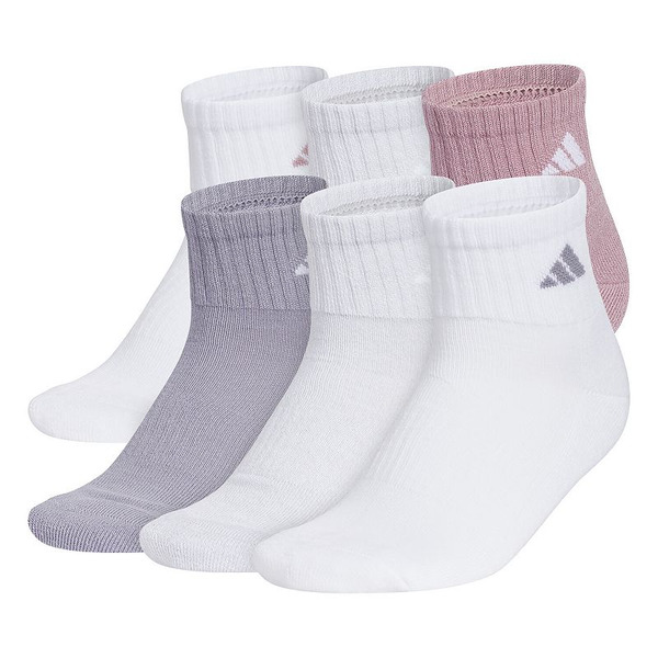 adidas Women's Athletic Cushioned Quarter-Length Socks, M