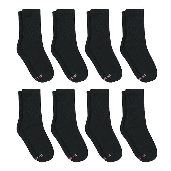 Hanes Women's Hanes Ultimate® Cool Comfort® 8-Pack Cushioned Crew Socks HWUCC8, Size: 9-11, Black