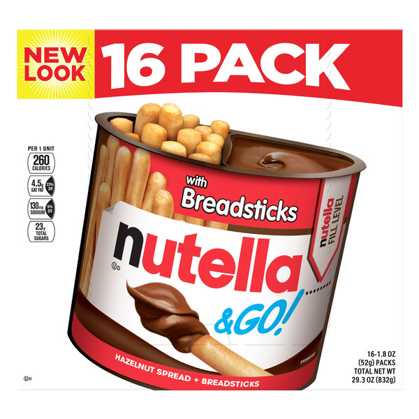 Nutella and Go Hazelnut Spread and Bread sticks, 16 ct