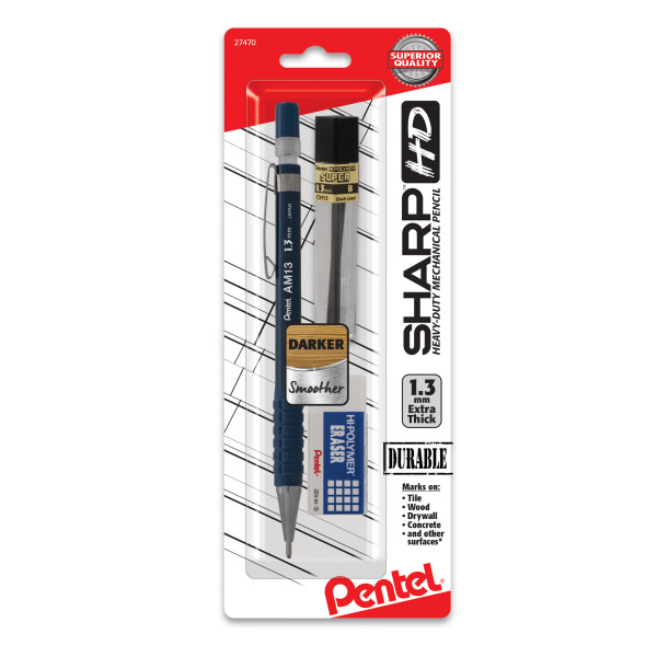 Pentel HB Lead Sharp Mechanical Pencil Combo - Blue Barrel - 1.3mm