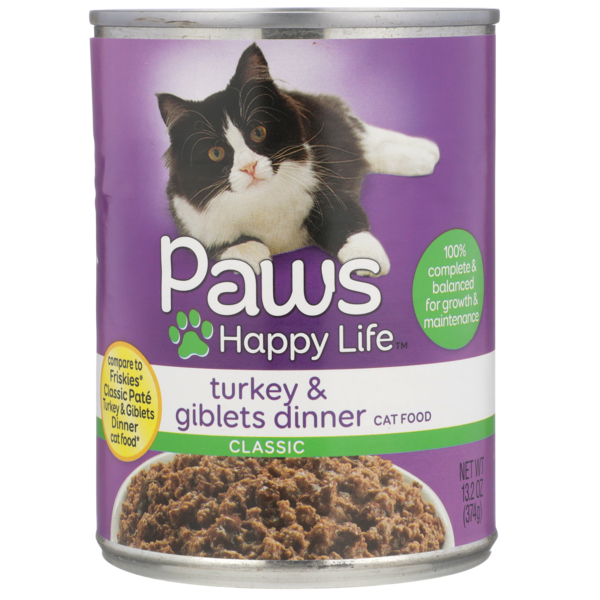 Paws Happy Life Turkey Giblets Dinner Classic Cat Food Same-Day