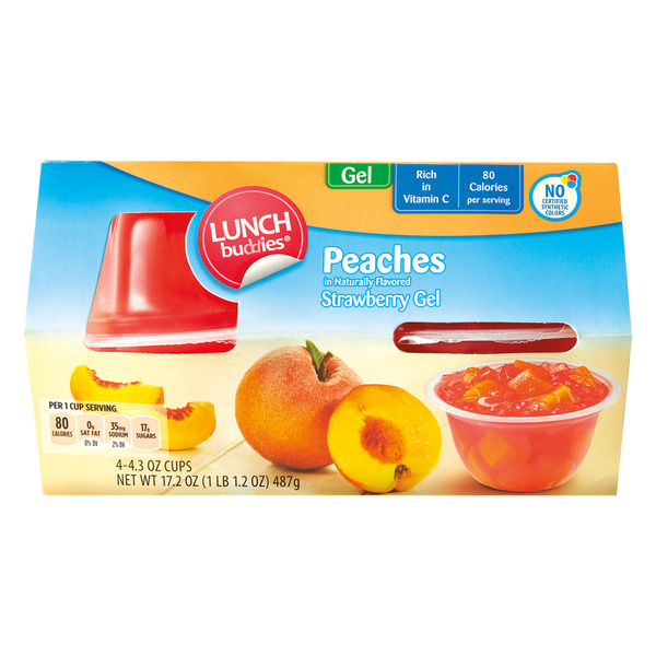 Lunch Buddies Peaches in Strawberry Gel Cups