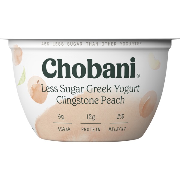 Chobani Less Sugar Clingstone Peach LowFat Greek Yogurt (5.3 oz) from Sprouts Farmers Market