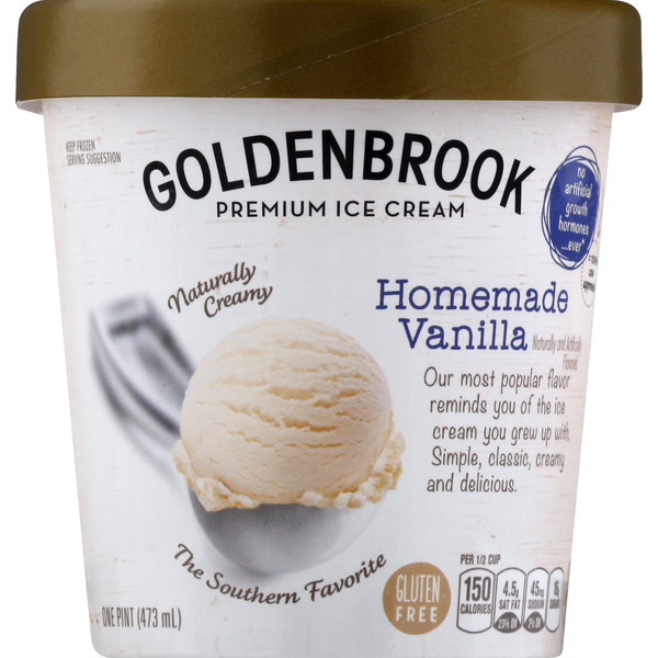 Goldenbrook Ice Cream, Homemade Vanilla, Premium (1 pt) Instacart