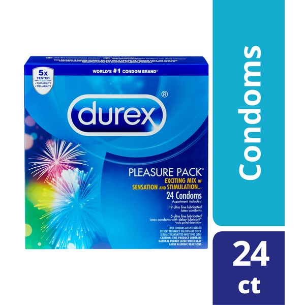 Durex® Pleasure Pack, Assorted Lubricated Premium Condoms (24 ct) from