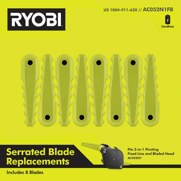 Ryobi Replacement Fixed Blades For 2-in-1 String Head (8-pack)