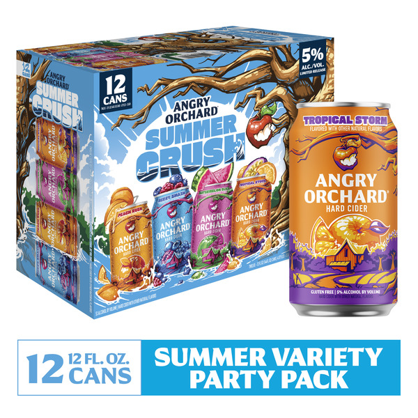 アングリーオーチャード Angry Orchard ハードサイダーウッドボックス Angry Orchard Hard Cider Summer Crush Variety Pack, Spiked (12 fl