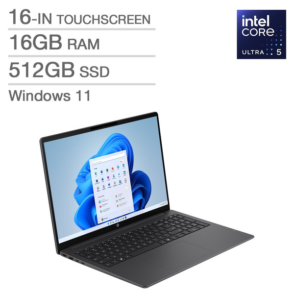 HP 16-in Touchscreen Laptop, Intel Core Ultra 5, 16 GB RAM, 512 GB SSD – 16-BU0003CA
