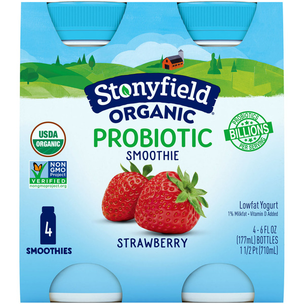 Wegmans Stonyfield Organic Probiotic Strawberry Lowfat Yogurt Smoothies ...