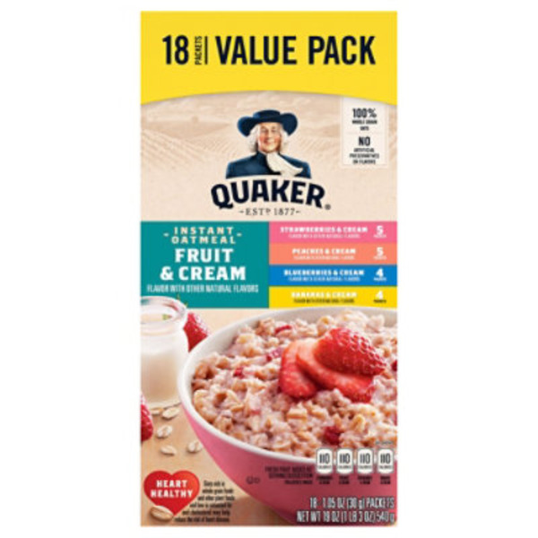 Quaker Instant Oatmeal, Fruit and Cream - Pack