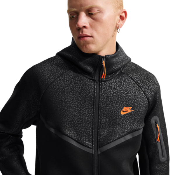 Nike Men's Tech Fleece Full-Zip Windrunner Hoodie, L - Black/Orange