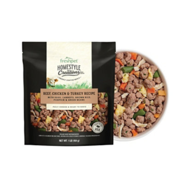 Freshpet Homestyle Creations Dog Food, Beef, Chicken & Turkey with Brown Rice & Veggies
