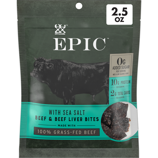 EPIC Beef & Beef Liver Bites with Sea Salt, Grass-Fed, Whole30