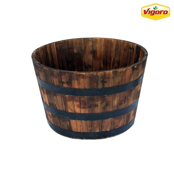 Vigoro Jackson 26 In. Dia. X 16.5 In. H 87.6 Qts. Extra Large Dark Brown Round Drainage Hole Fir Planter