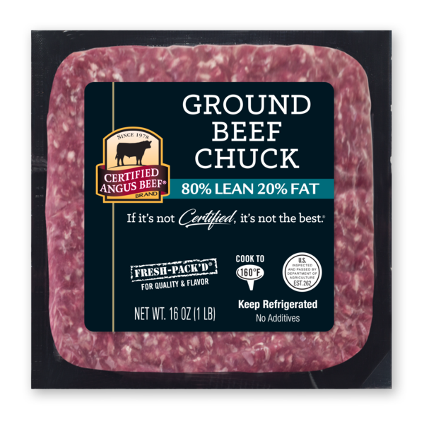 Certified Angus Beef 80% Lean / 20% Fat, Ground Beef Chuck Same