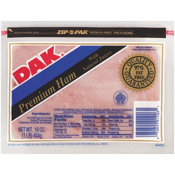 Dak Premium 97 Fat Free Sliced Ham (16 oz) from Safeway Instacart